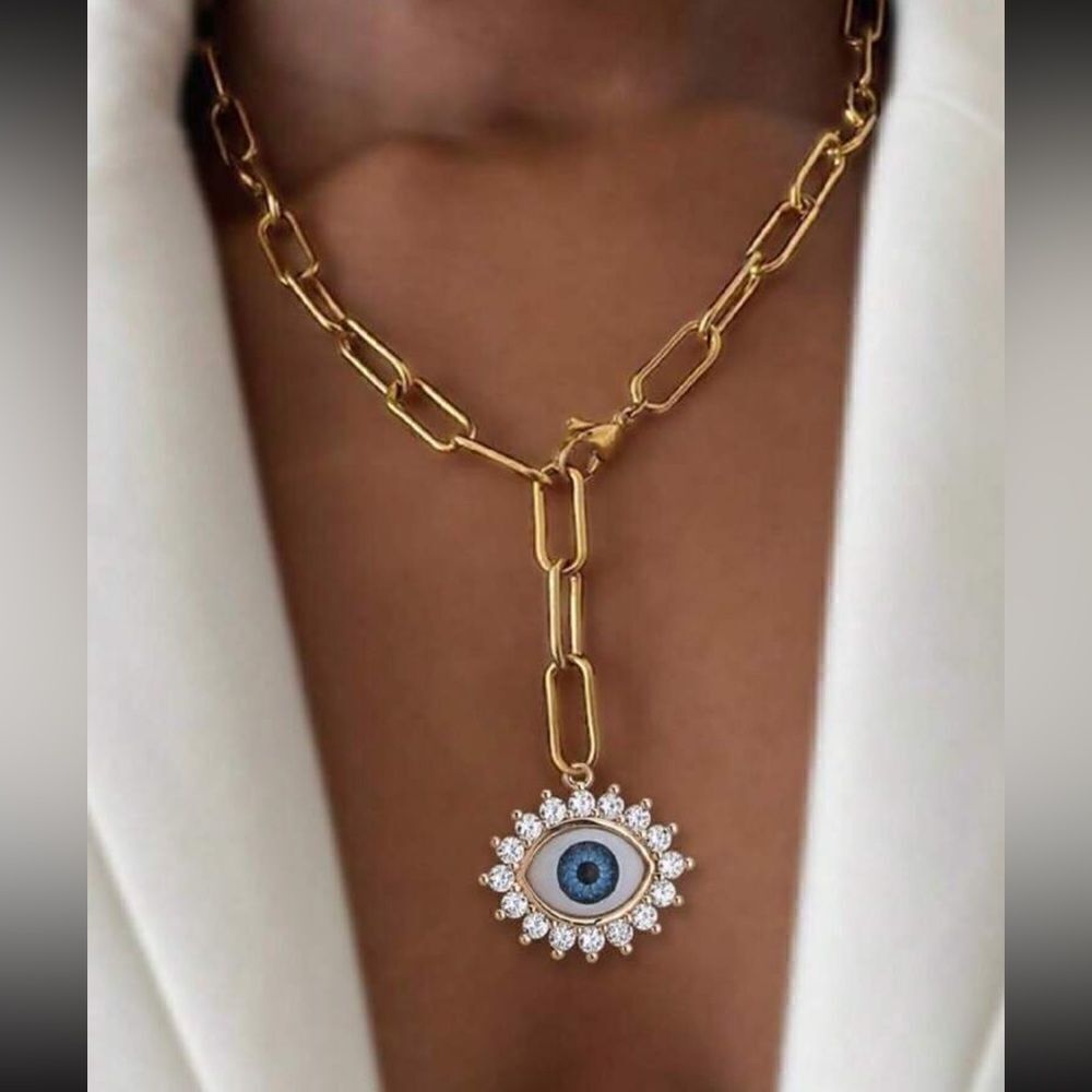 Anthropologie Gold Evil Eye Necklace